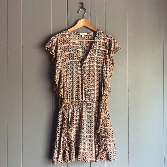 Kori Dresses & Skirts - Pom Pom Tassel Flutter Trim Mini Dress